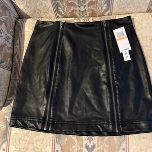 tinseltown faux leather mini skirt double zipper front
